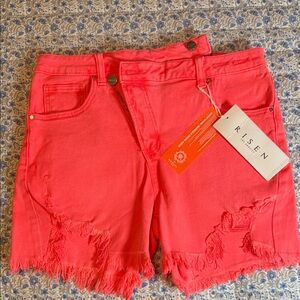 Risen Women's Vibrant Pink Distressed Jean Shorts